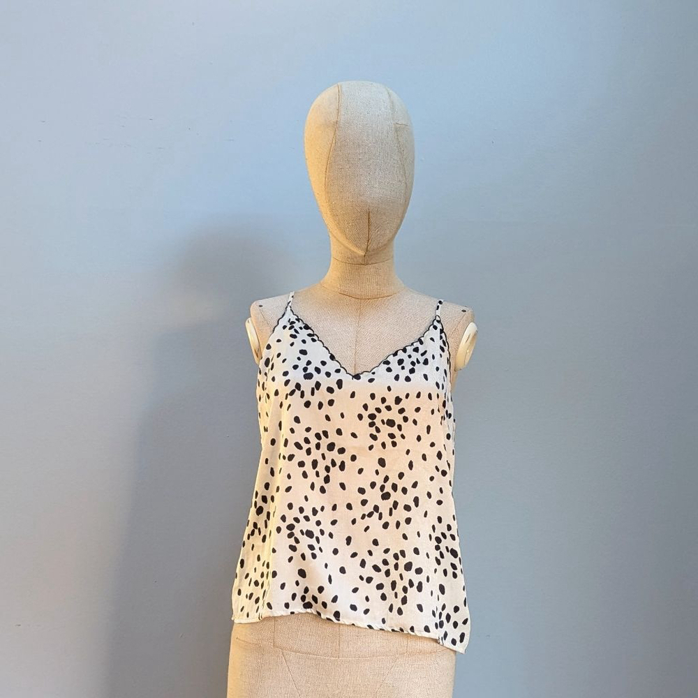 BP White and Black Polka Dot Tank Top - Small